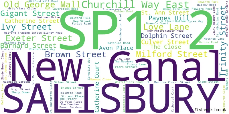 A word cloud for the SP1 2 postcode